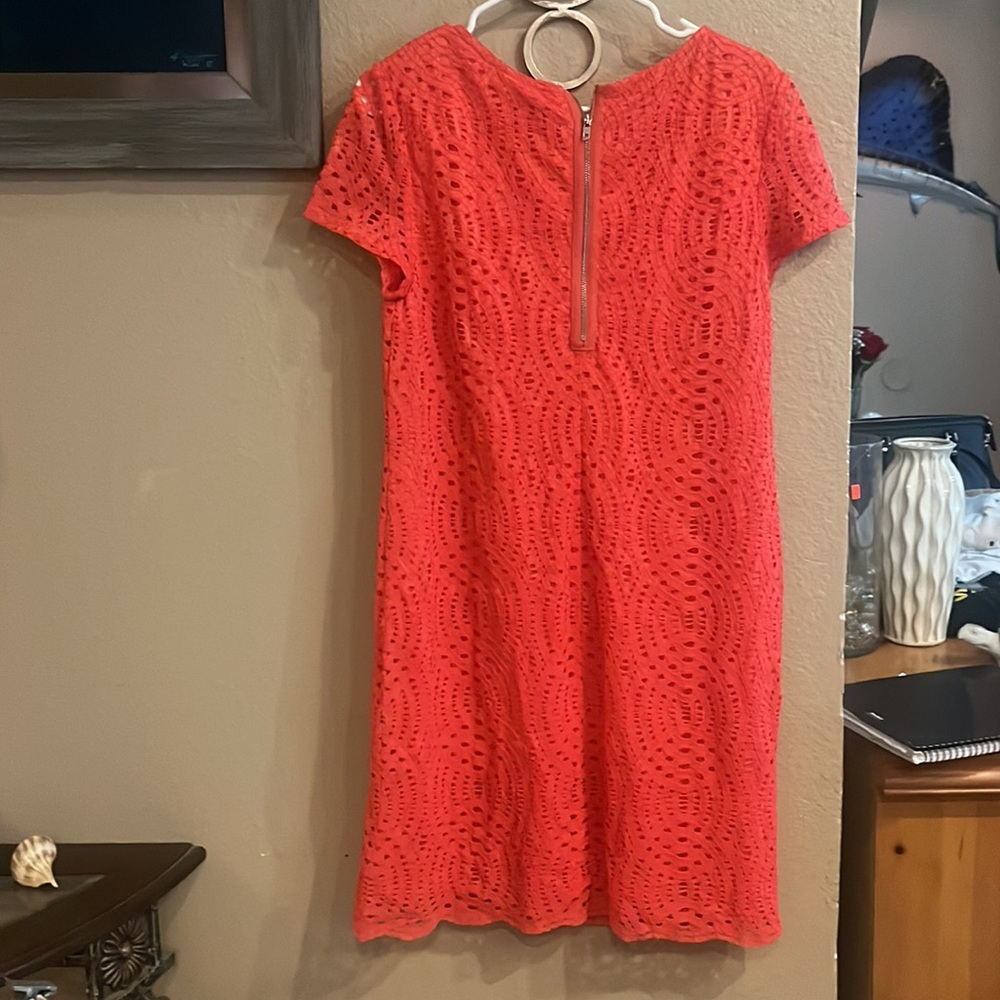 Chico's Coral Lace Short sleeve Dress - Picture 7 of 8